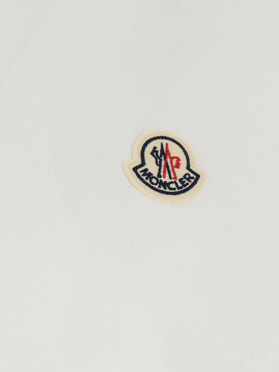 Tricou polo Moncler alb din bumbac - Img 5