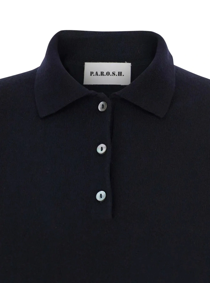 Tricou polo P.A.R.O.S.H. albastru din lana - Img 3