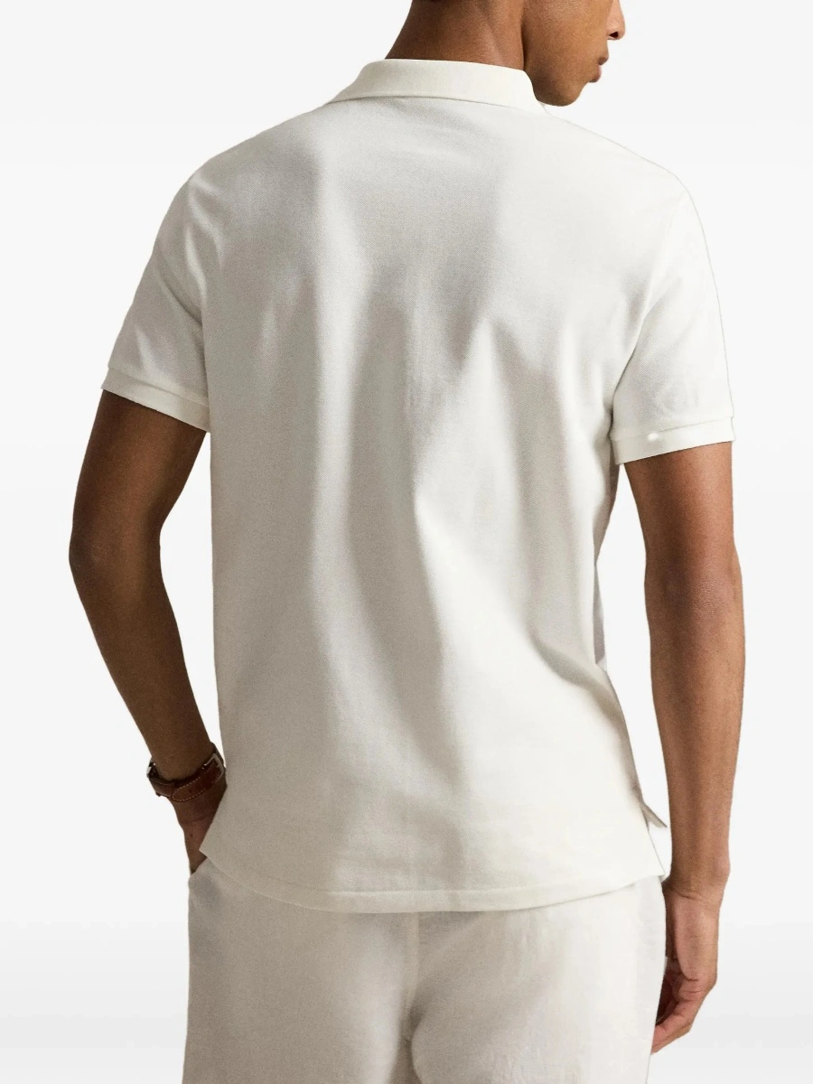 Tricou polo Ralph Lauren alb din bumbac 'Custom Fit' - Img 6