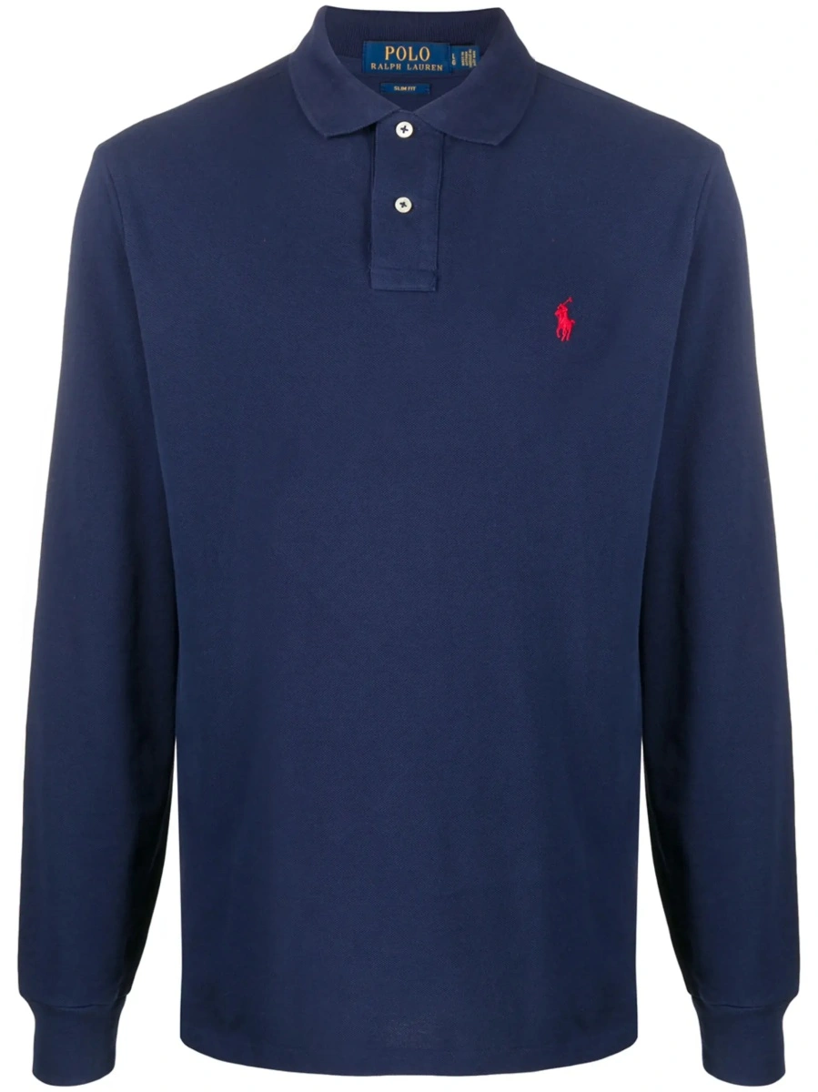 Tricou polo Ralph Lauren albastru din bumbac 'Slim Fit' - Img 8