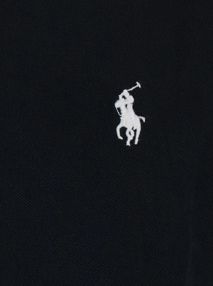 Tricou polo Ralph Lauren negru din bumbac 'Custom Fit' - Img 3
