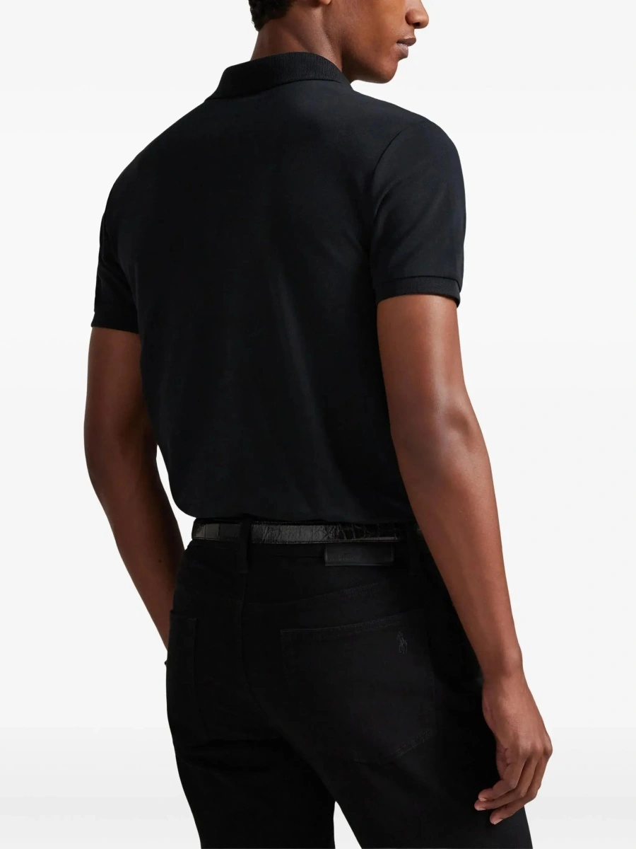 Tricou polo Ralph Lauren negru din bumbac 'Custom Fit' - Img 6