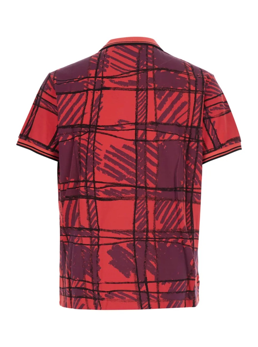 Tricou Polo Red Polo Shirt with All-Over Print and Embroidered Logo in Cotton for Men - Img 2