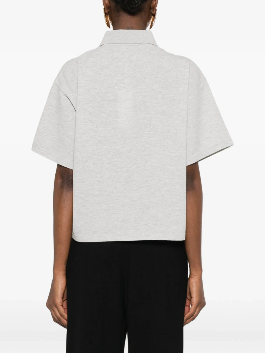 Tricou polo Saint Laurent gri din bumbac - Img 6