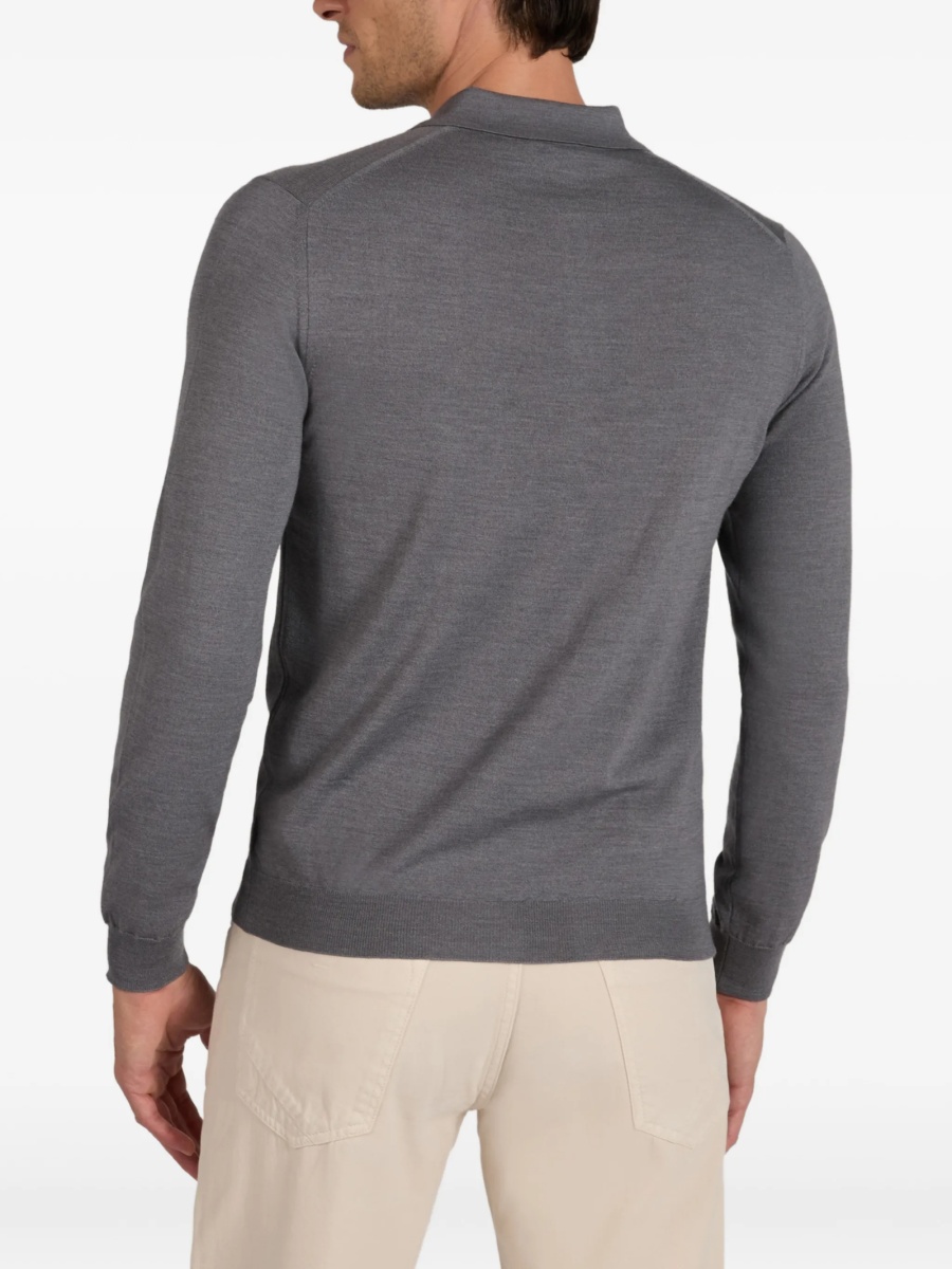 Tricou Polo SLOWEAR ZANONE gri din poliamida si lana - Img 4