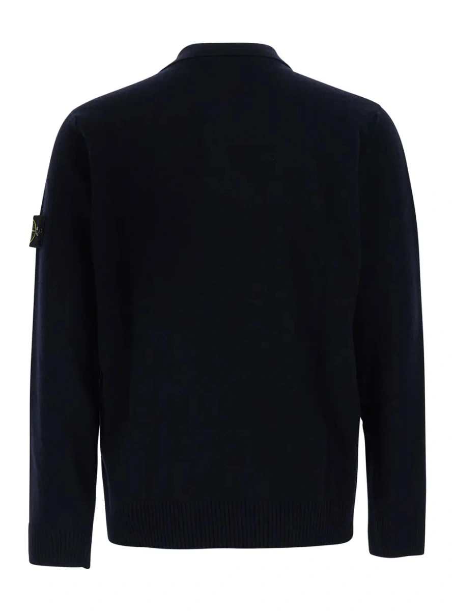 Tricou polo Stone Island albastru din lana - Img 2