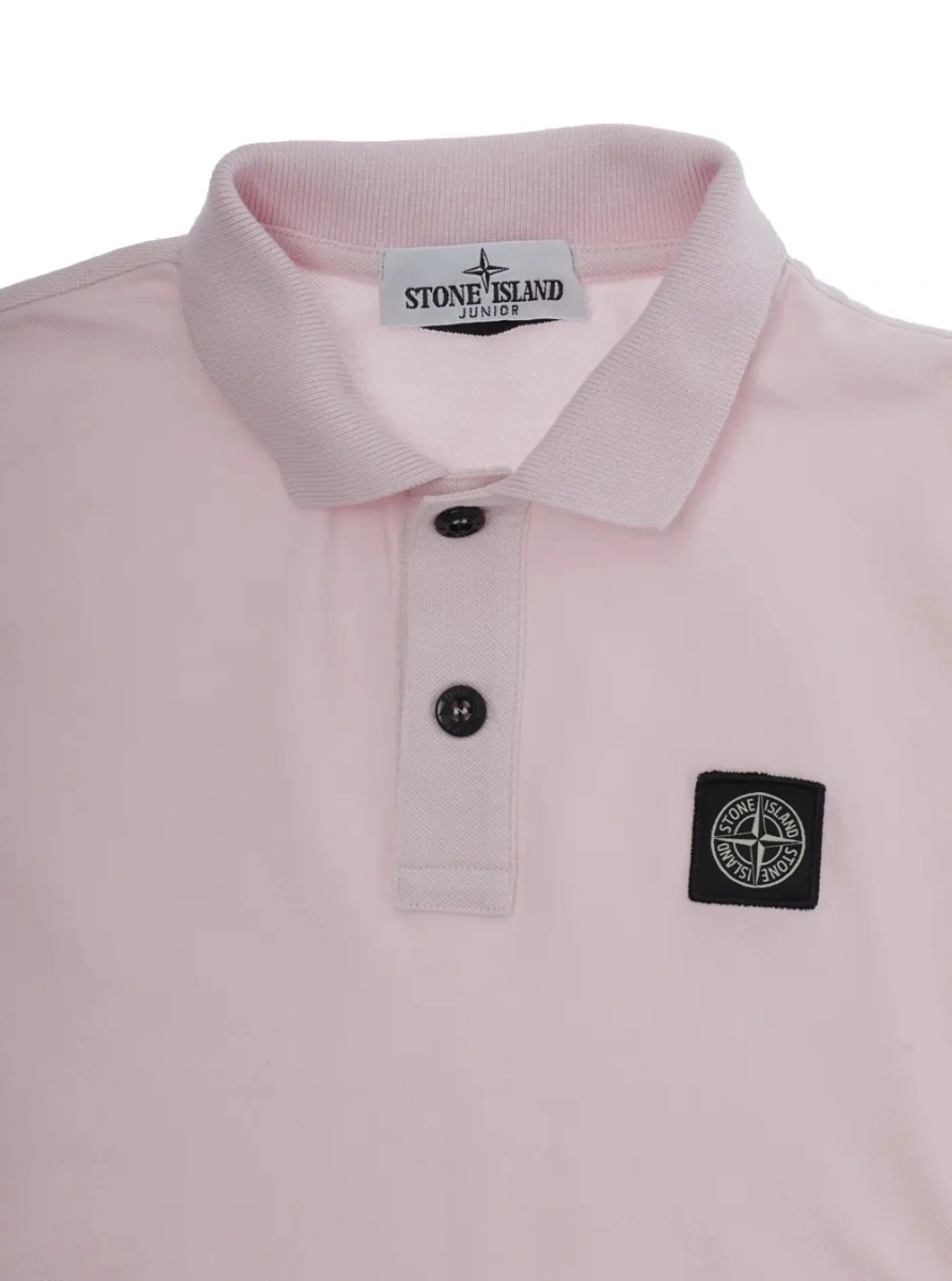 Tricou polo Stone Island roz din bumbac - Img 3