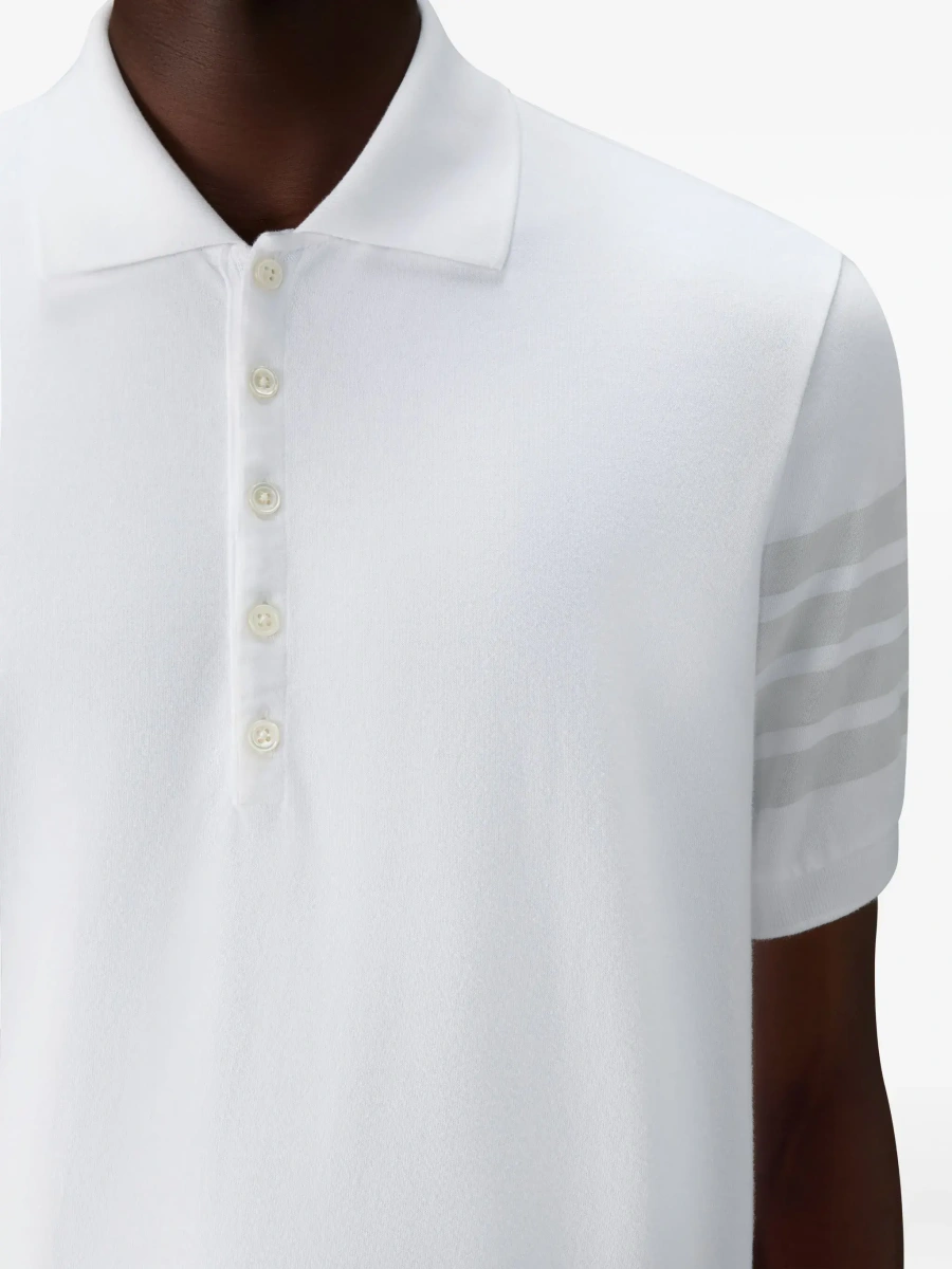 Tricou polo Thom Browne alb din bumbac - Img 7