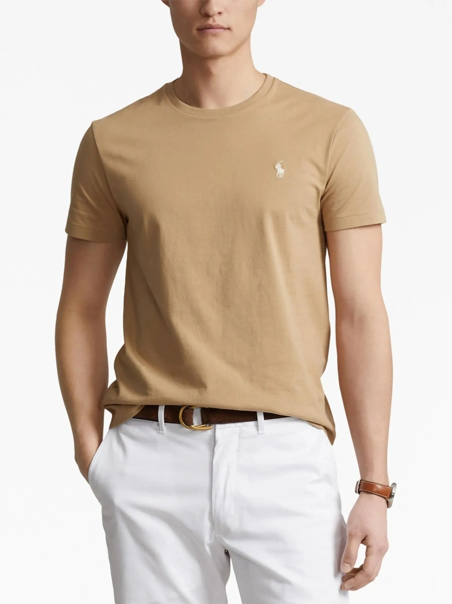 Tricou Ralph Lauren bej din jerse de bumbac - Img 3