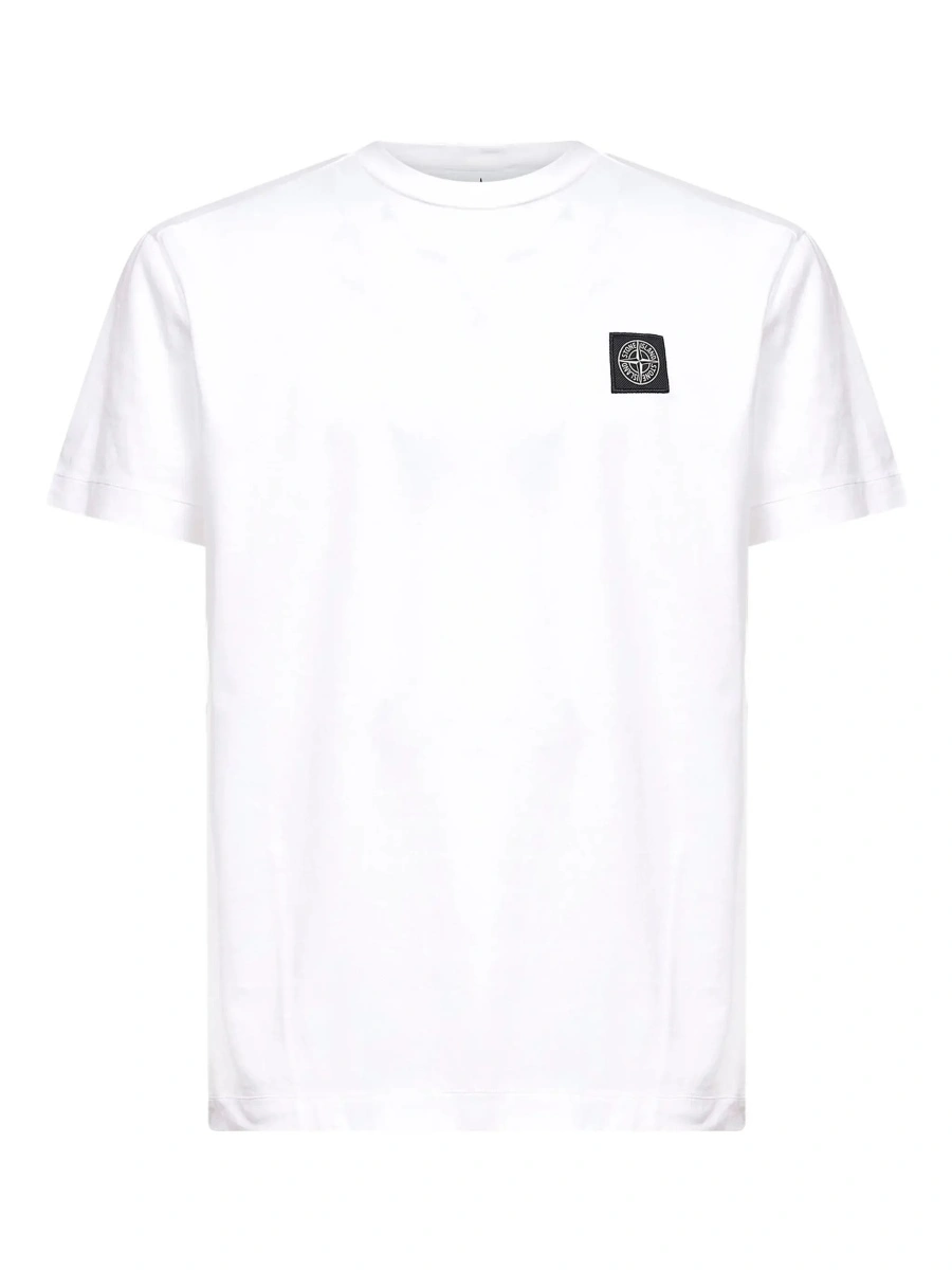 Tricou Stone Island alb din bumbac - Img 5