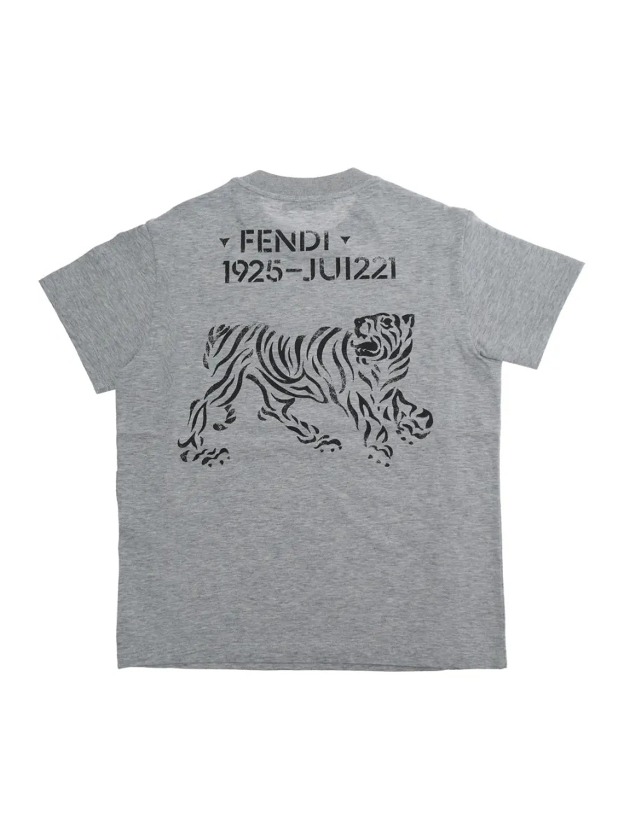 Tricou T-SHIRT JERSEY GRAY MELANGE with short sleeves and round neck in Gray Cotton Girl - Img 2