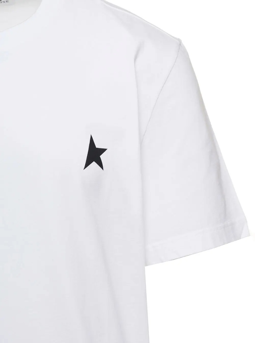 Tricou T-Shirt with Round Neck and One Star Logo Print on the Front in White Cotton for Men - Img 3