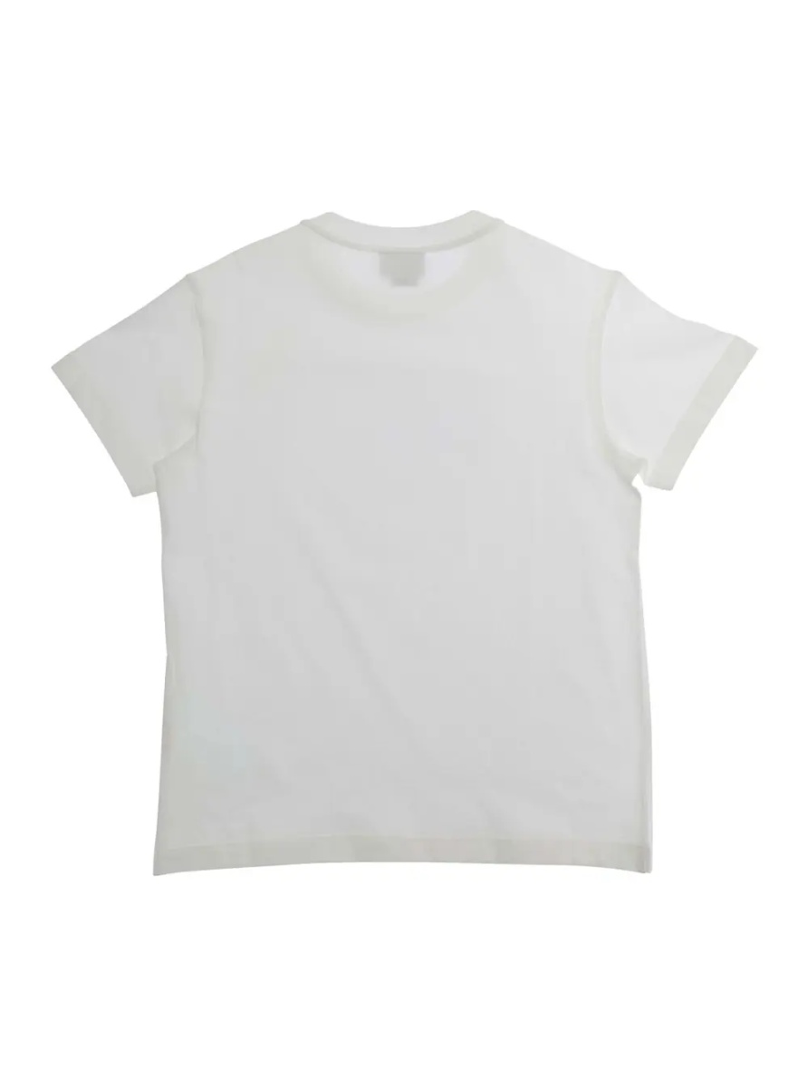 Tricou White Crew Neck T-Shirt with Logo Lettering on the Front in Cotton for Kids - Img 2