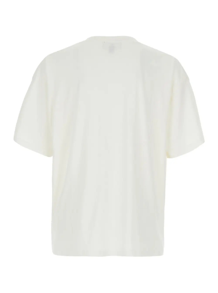 Tricou White Crew Neck T-Shirt with Maxi Print on the Front in Cotton for Men - Img 2