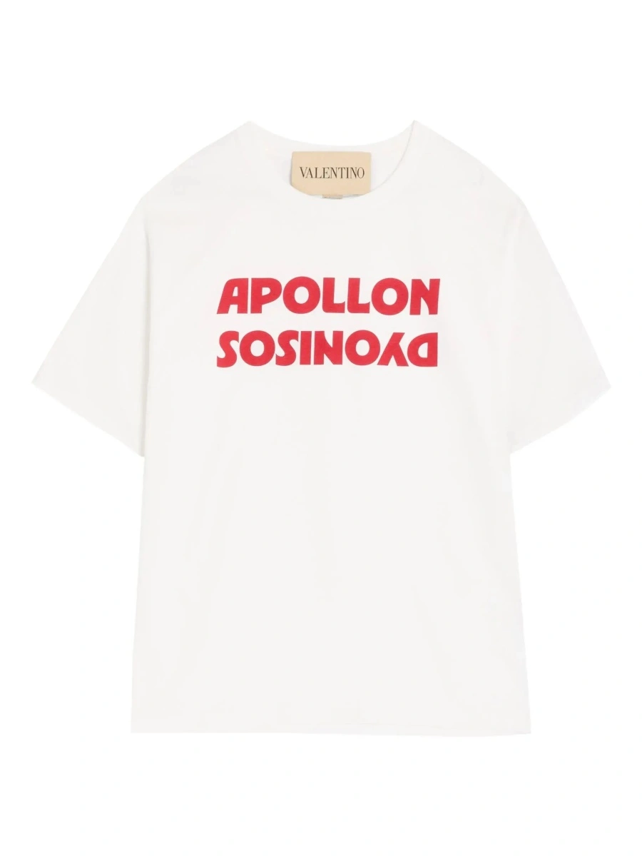 Tricou White Crewneck T-Shirt with Print on the Front in Cotton Man - Img 8