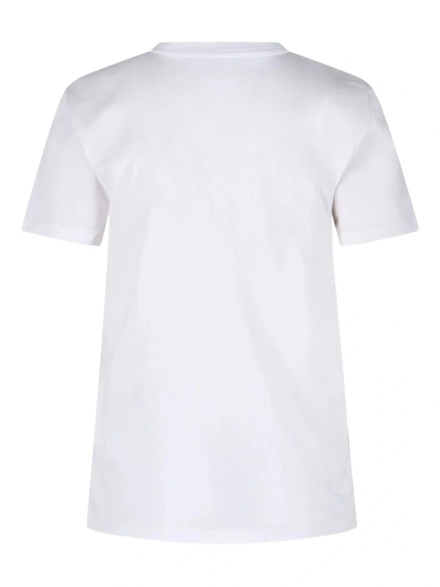 Tricou White Crewneck T-Shirt with Tonal Logo on the Front in Cotton Woman - Img 4