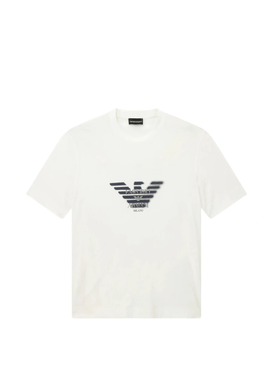 Tricou white T-shirt with printed logo on the front in cotton for men - Img 6