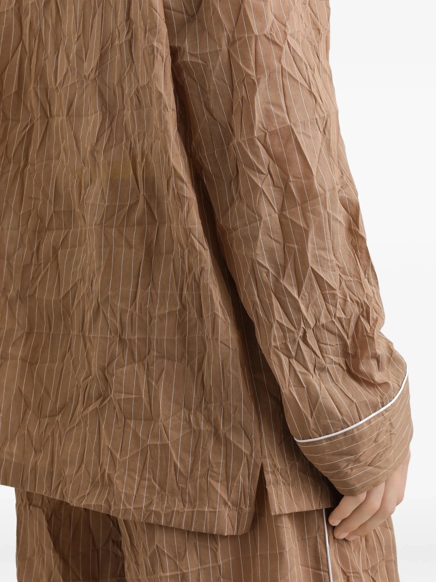 Vesta Vanity Shirt-style robe in froissé striped fabric - Img 7