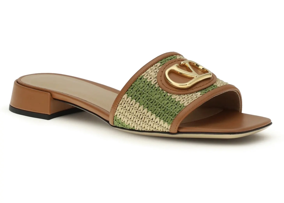 VLogo Signature raffia slide Sandals - Img 2