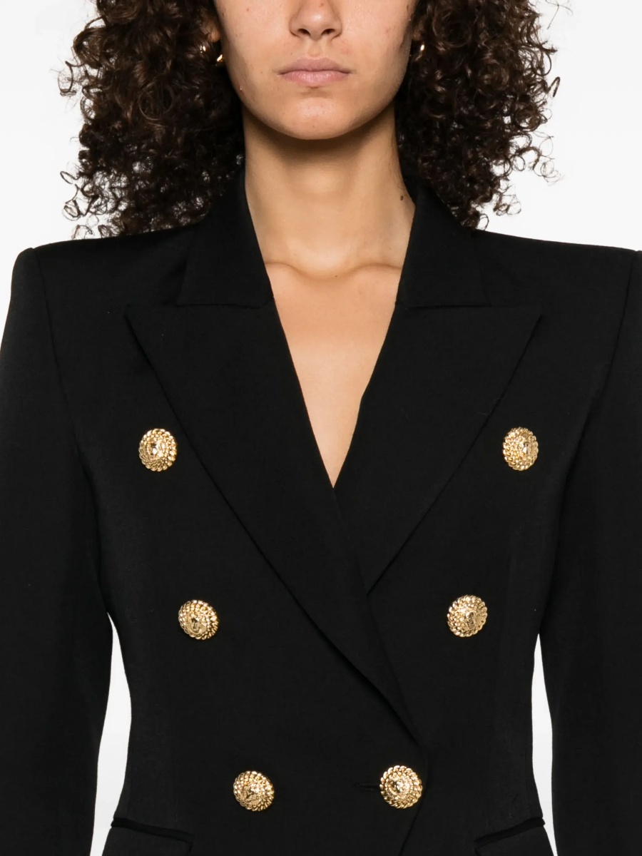 6 Buttons Fitted Grain De Poudre Jacket - Img 5