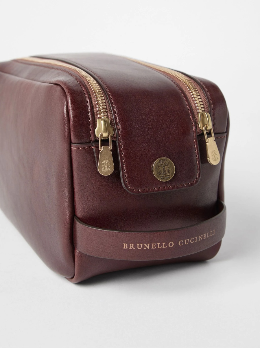 Accesorii de voiaj Brunello Cucinelli maro din piele - Img 4