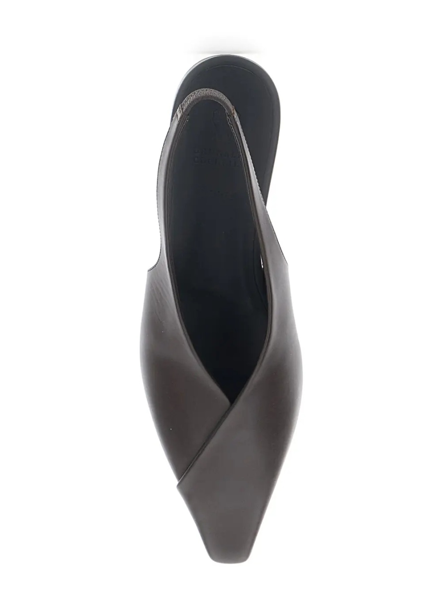 Balerini Brown Slingback Ballet Shoes with Square Toe in Leather for Women - Img 4