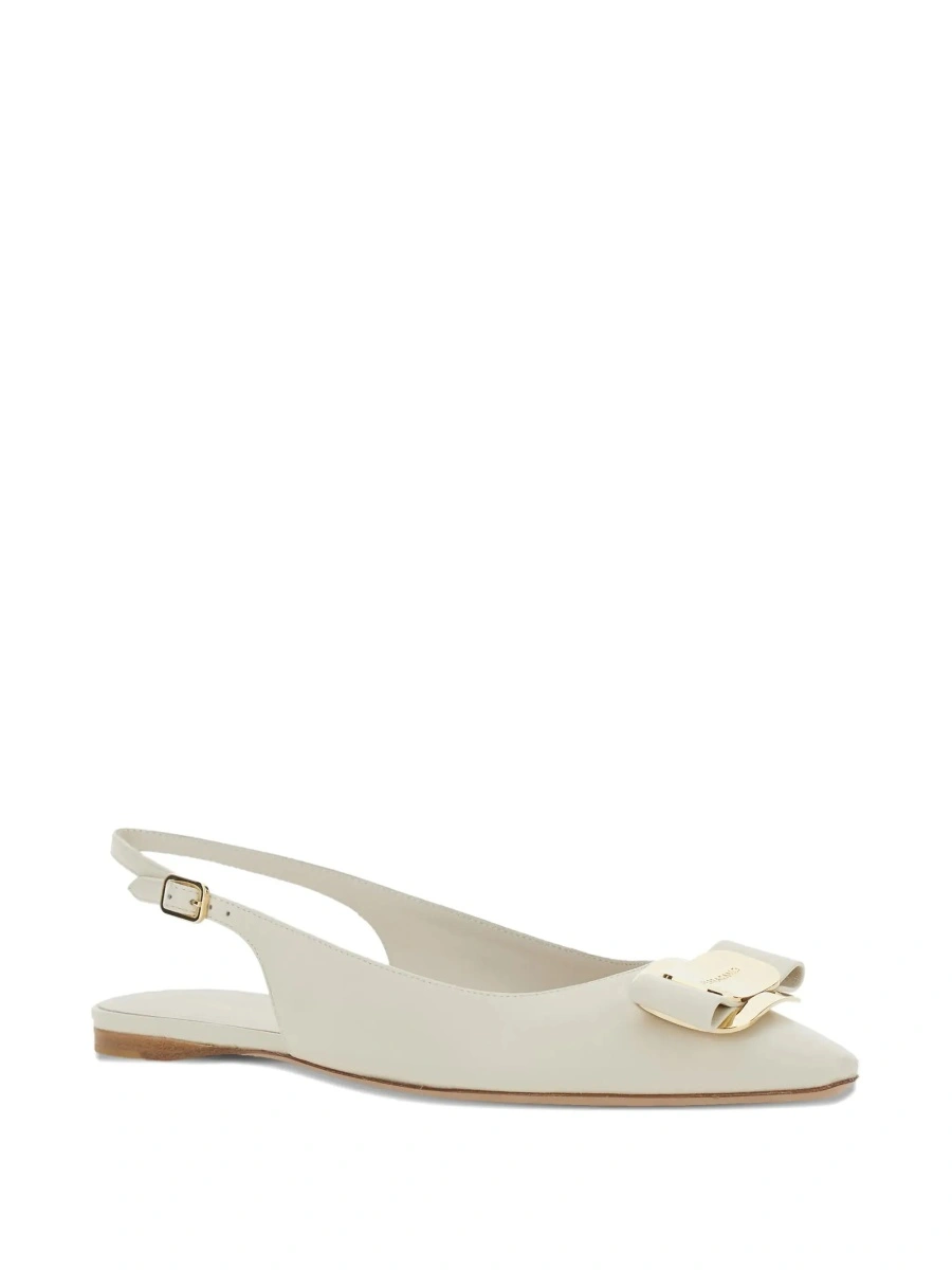 Balerini Ferragamo albi din piele - Img 4