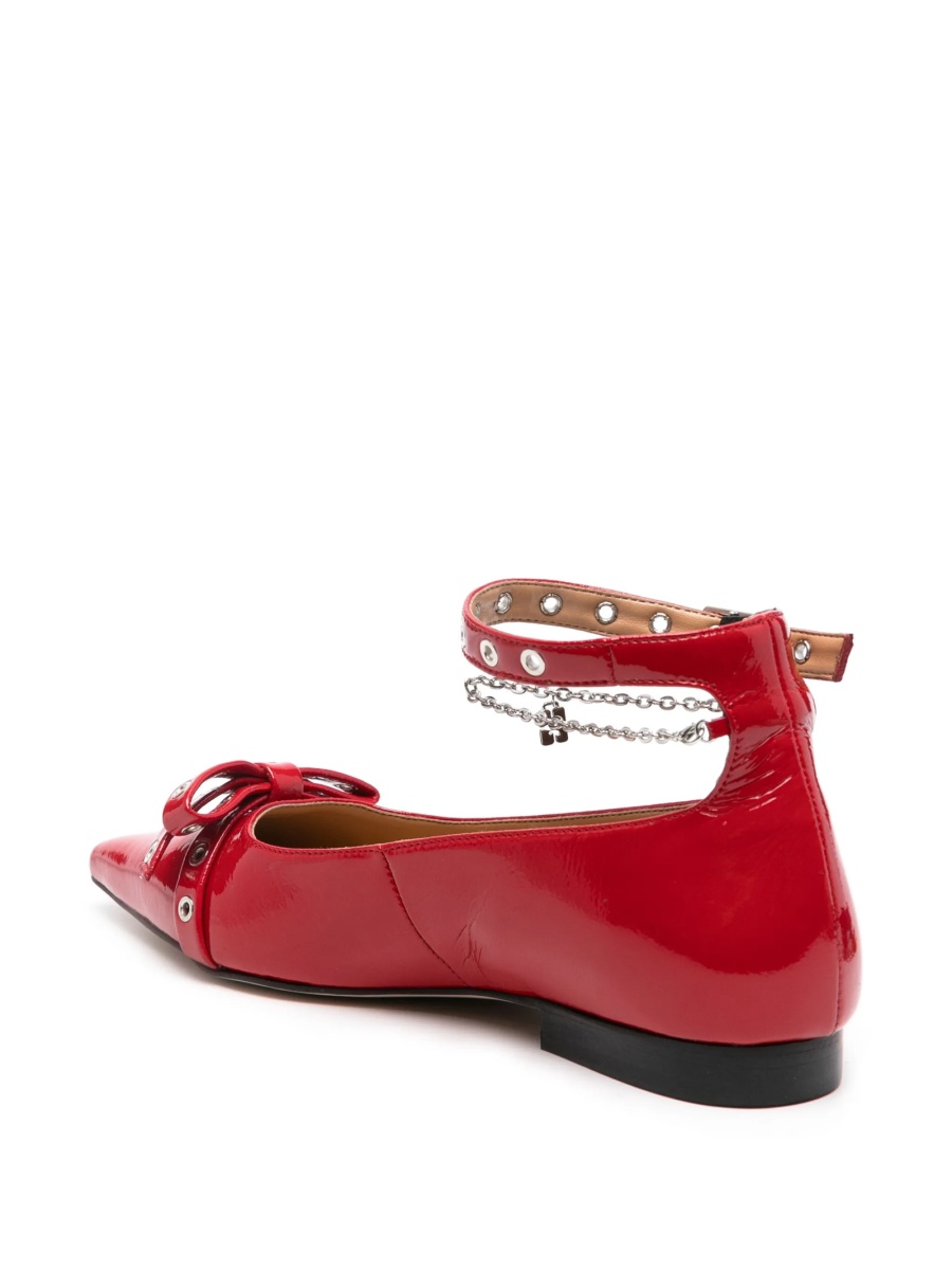 Balerini Ganni rosii din piele eco - Img 3