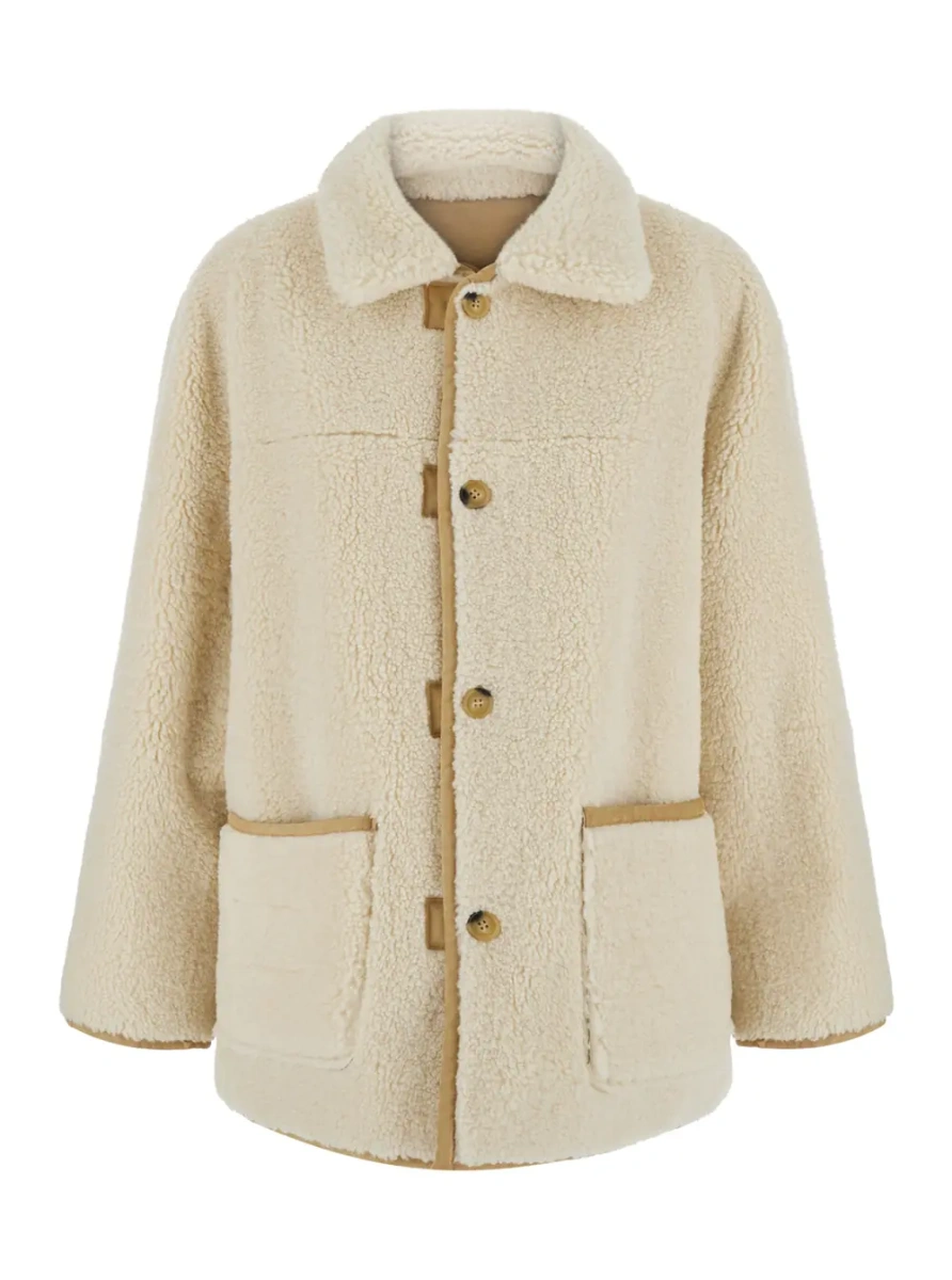 Blanuri Beige Jacket Half Length in Synthetic Fur - Img 4