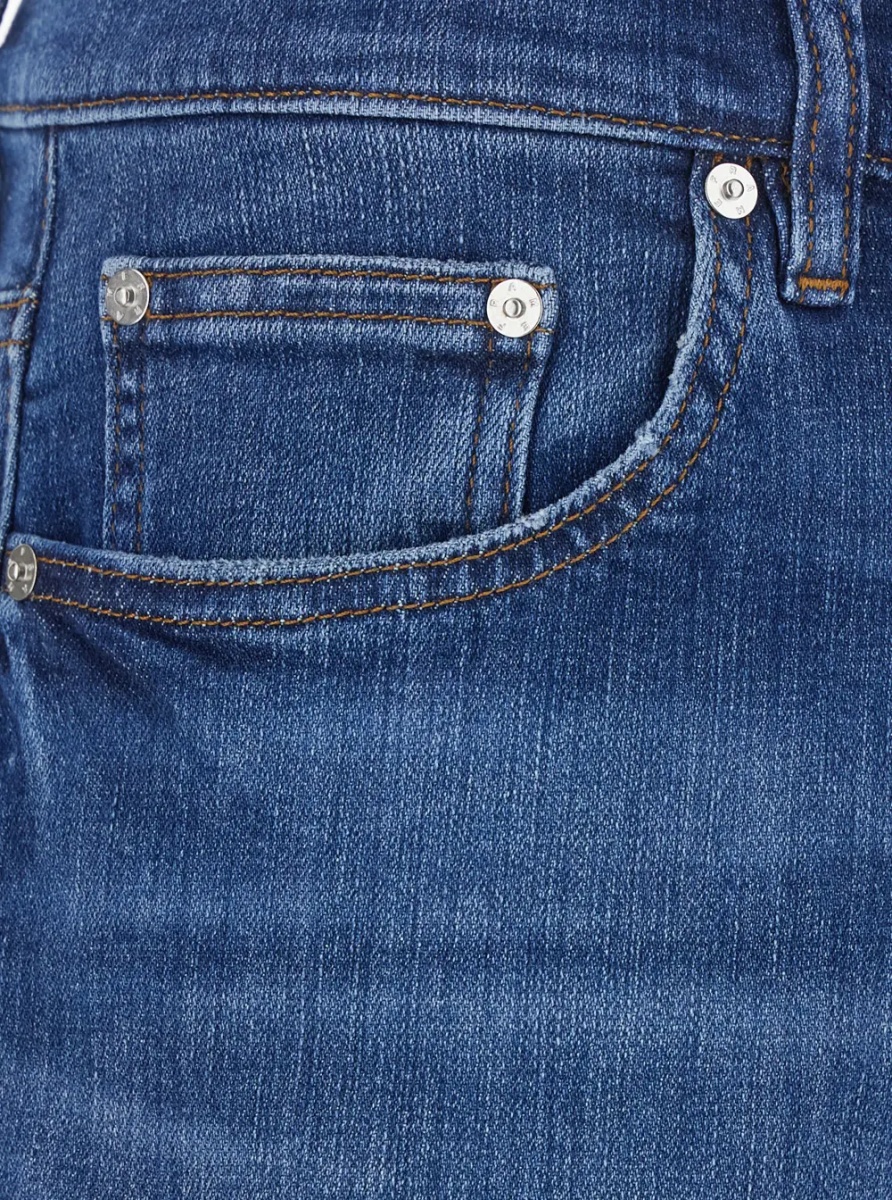 Blugi Blue Straight Jeans with Belt Loops in Denim for Men - Img 3