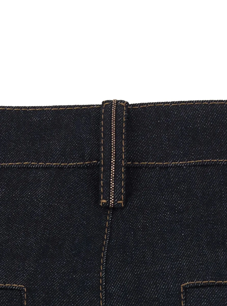 Blugi Blue Wide-leg jeans with contrasting stitching in denim for women - Img 3