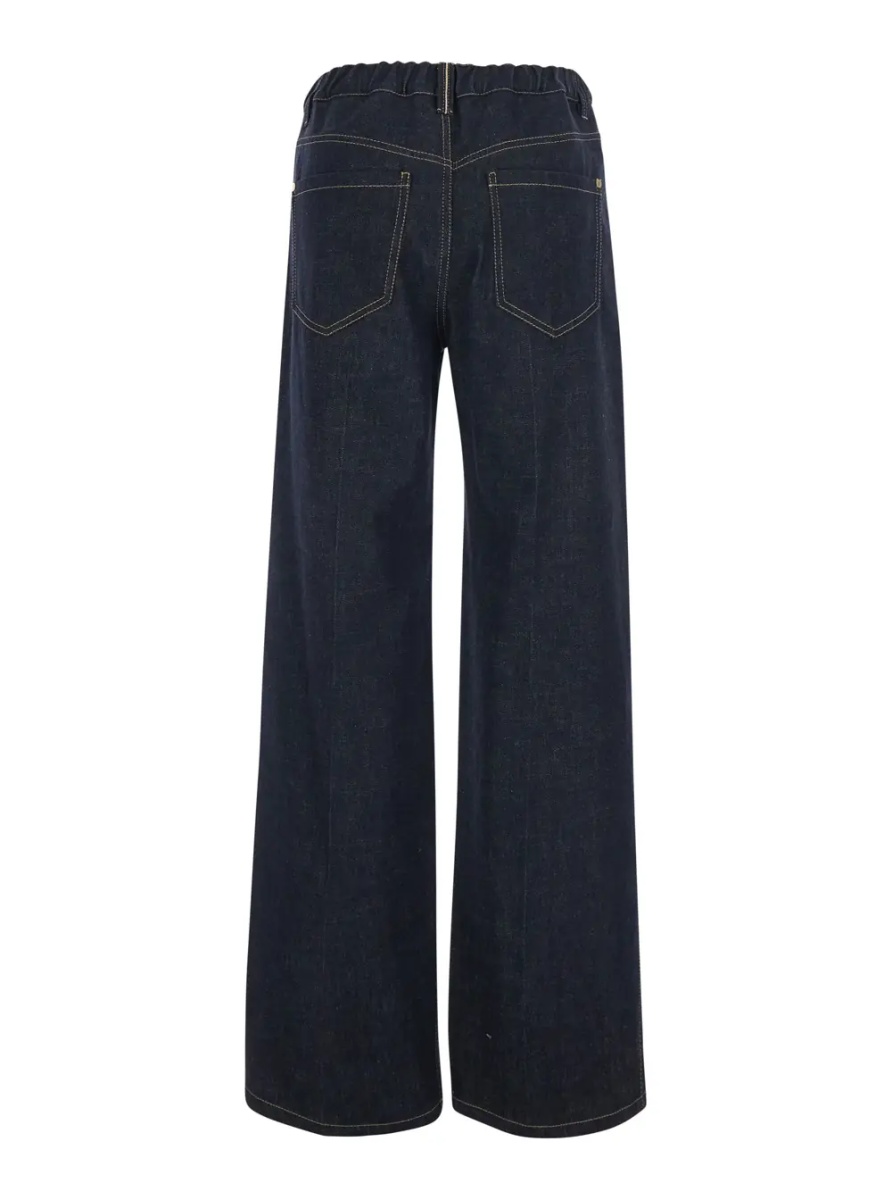 Blugi Blue Wide Leg Jeans with Monile on the Back in Denim for Women - Img 2