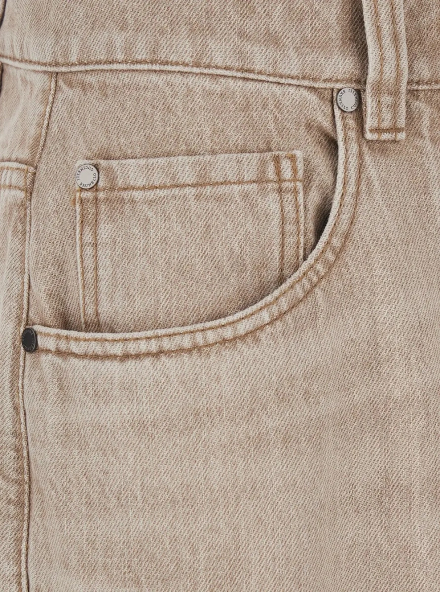 Blugi Brunello Cucinelli bej din denim - Img 3