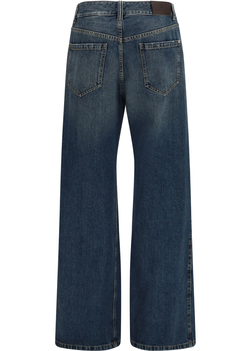 Blugi Brunello Cucinelli multicolor din bumbac si denim - Img 2