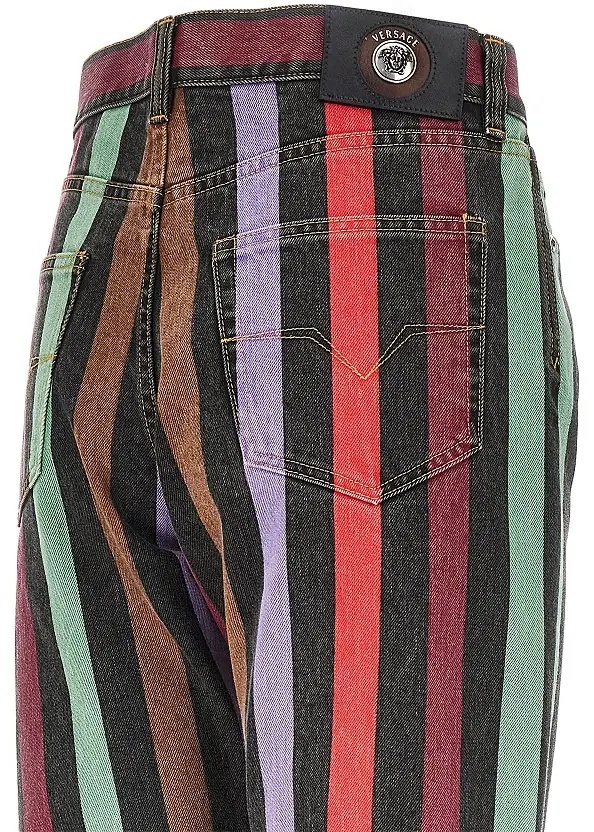 Blugi Cotton denim jeans with striped motif - Img 4