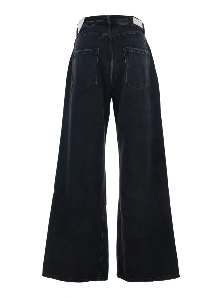 Blugi 'Debby' Black Jeans with Wide Leg and Logo Patch on the Rear in Denim Woman - Img 2