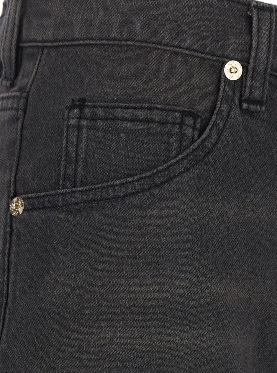 Blugi Denim Pants with Pockets and Front Closure. Cotton. Black. Woman - Img 3