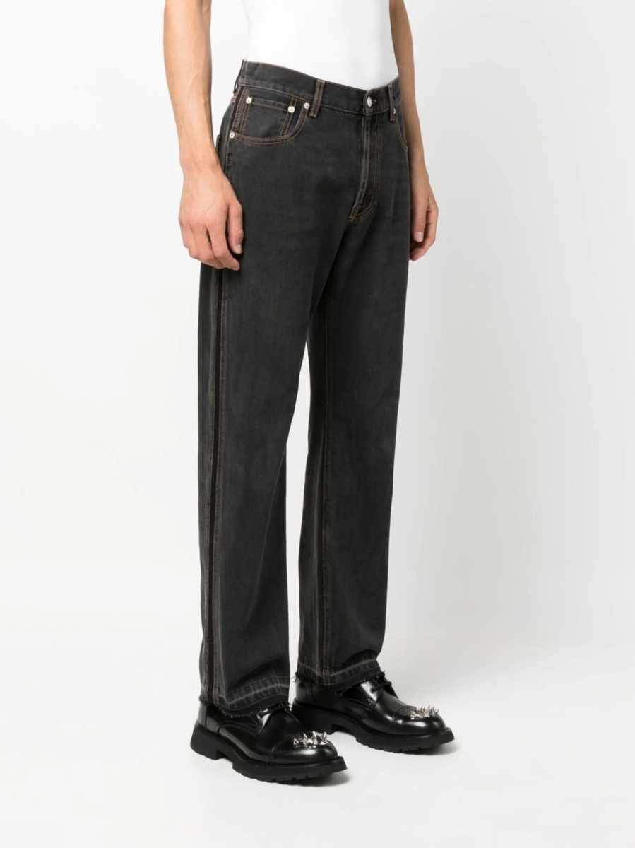 Blugi drepti Alexander McQueen negri din bumbac - Img 3
