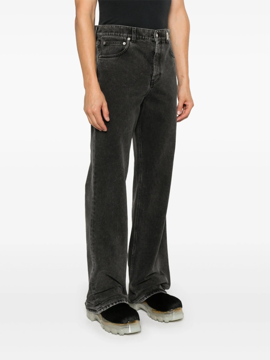 Blugi drepti Alexander McQueen negri din piele si bumbac organic - Img 3