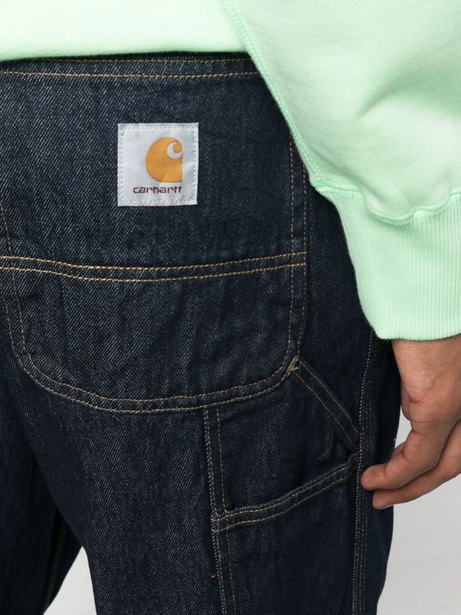 Blugi drepti Carhartt albastri din bumbac - Img 5