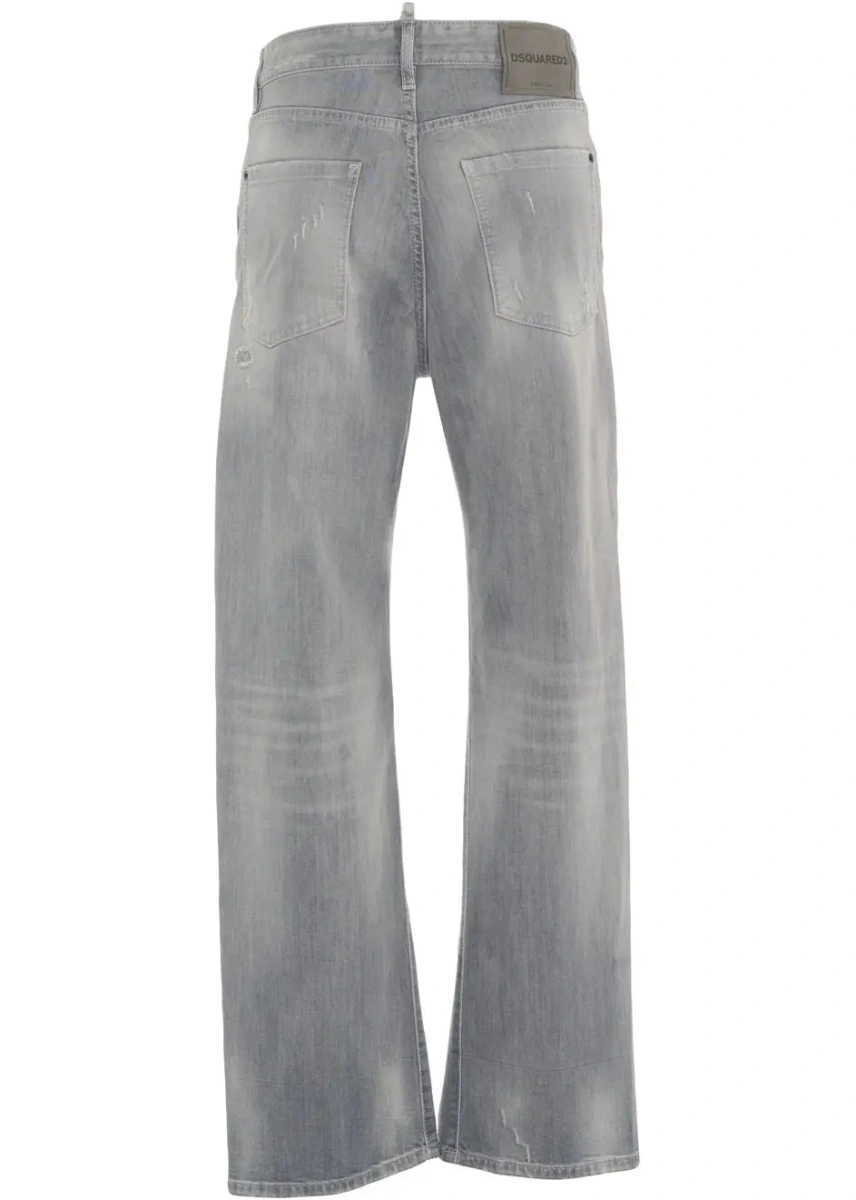 Blugi drepti DSQUARED2 gri din denim - Img 5