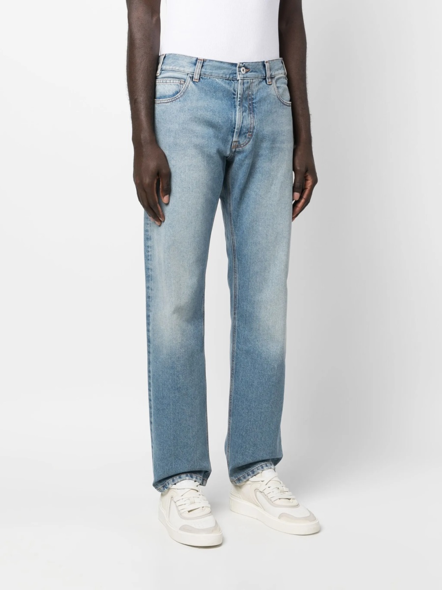 Blugi drepti Marcelo Burlon albastri din polyester si acrilic - Img 3