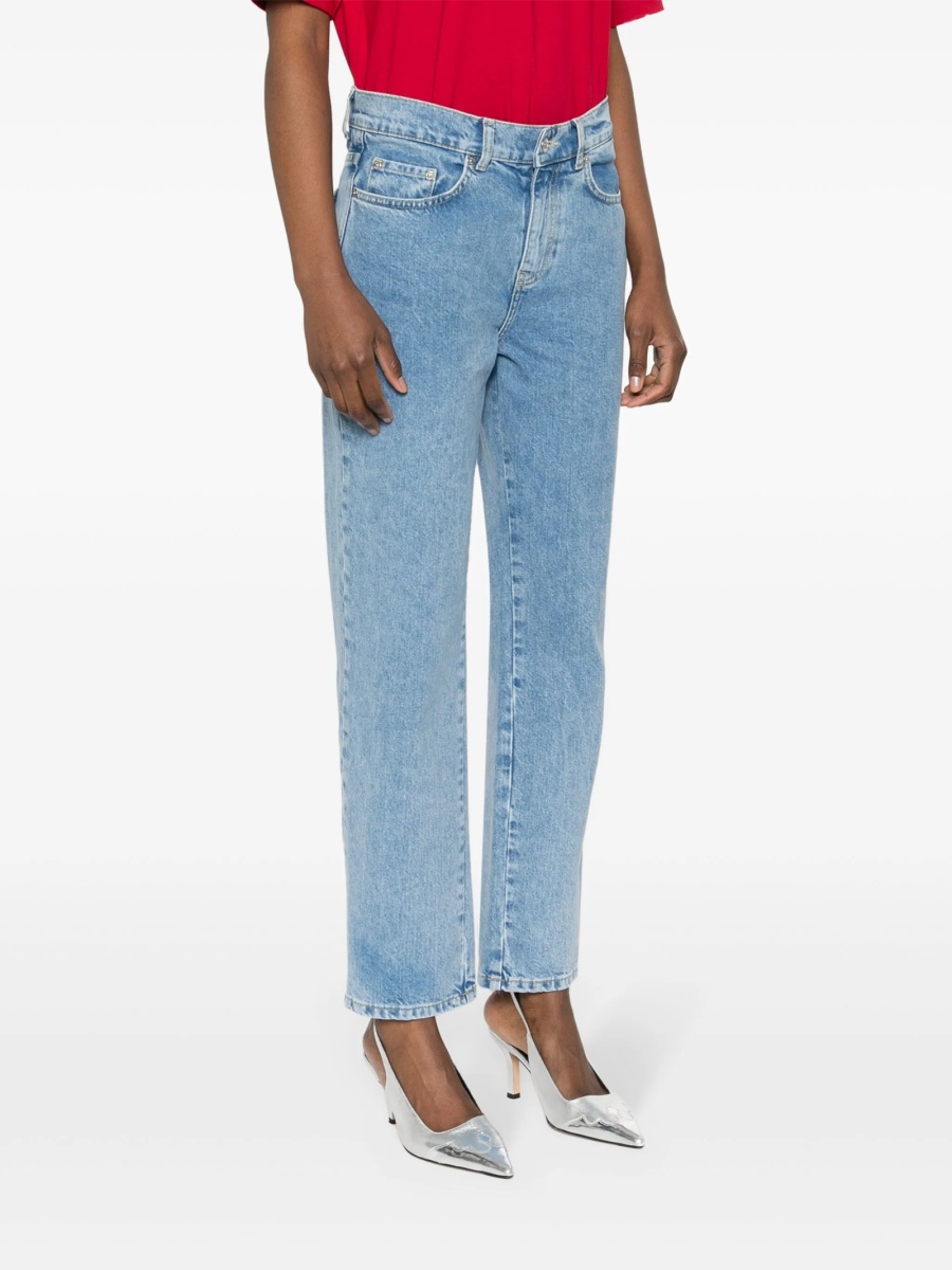 Blugi drepti MOSCHINO JEANS albastri din bumbac - Img 3