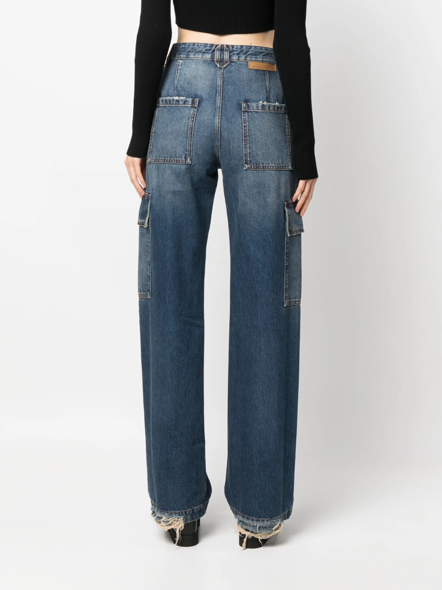 Blugi drepti Stella McCartney albastri din bumbac - Img 4