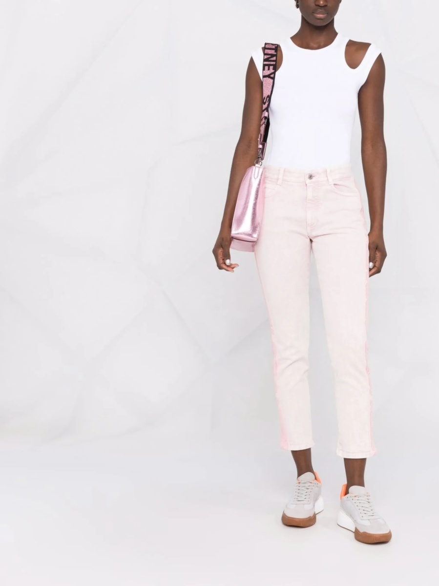 Blugi drepti Stella McCartney roz din bumbac si spandex/elastan - Img 2