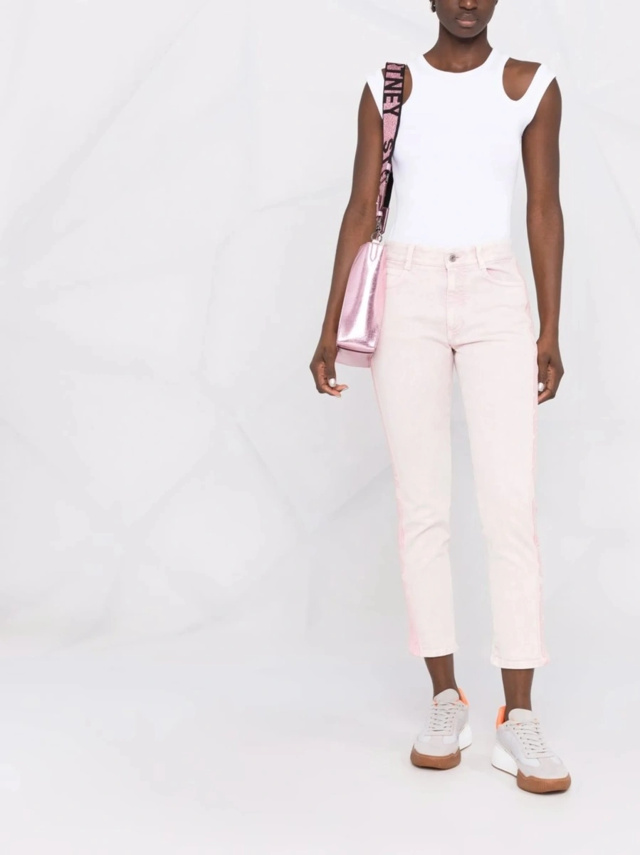 Blugi drepti Stella McCartney roz din bumbac si spandex/elastan - Img 2