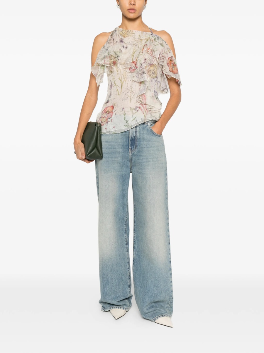 Blugi evazati Alexander McQueen albastri din bumbac - Img 2