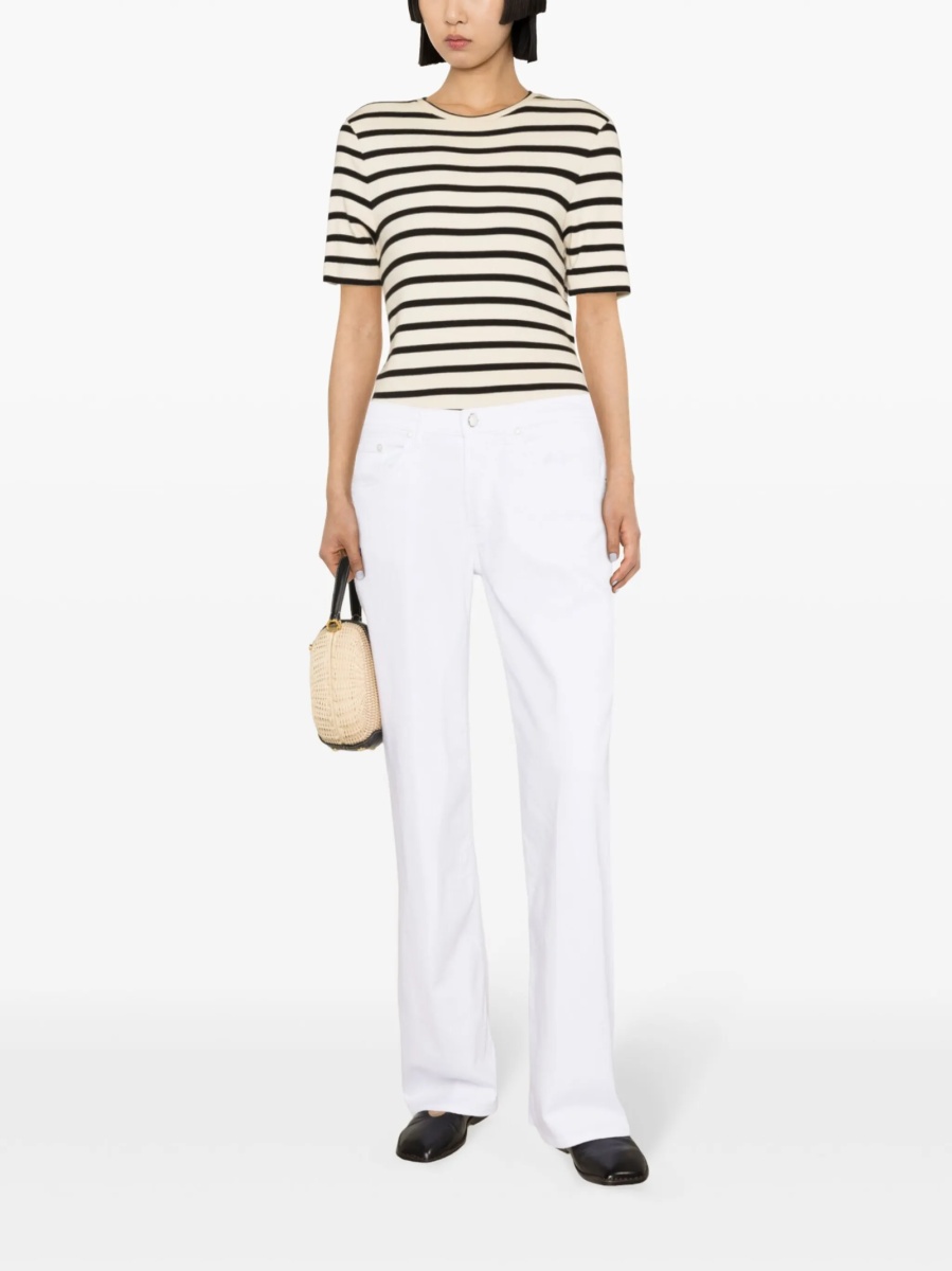 Blugi evazati Dondup albi din spandex/elastan si bumbac - Img 2