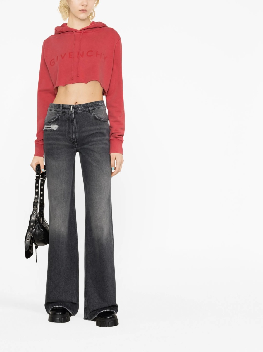 Blugi evazati Givenchy negri din bumbac - Img 2