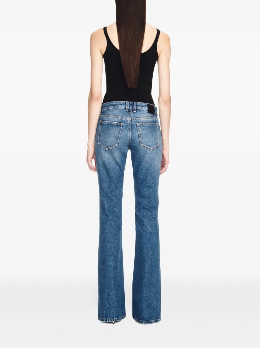Blugi evazati Off-White albastri din bumbac - Img 4